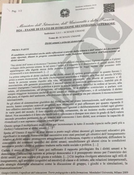 Seconda Prova Scienze Umane Maturità 2018: traccia e svolgimento