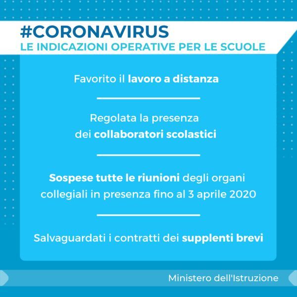 coronavirus direttiva miur